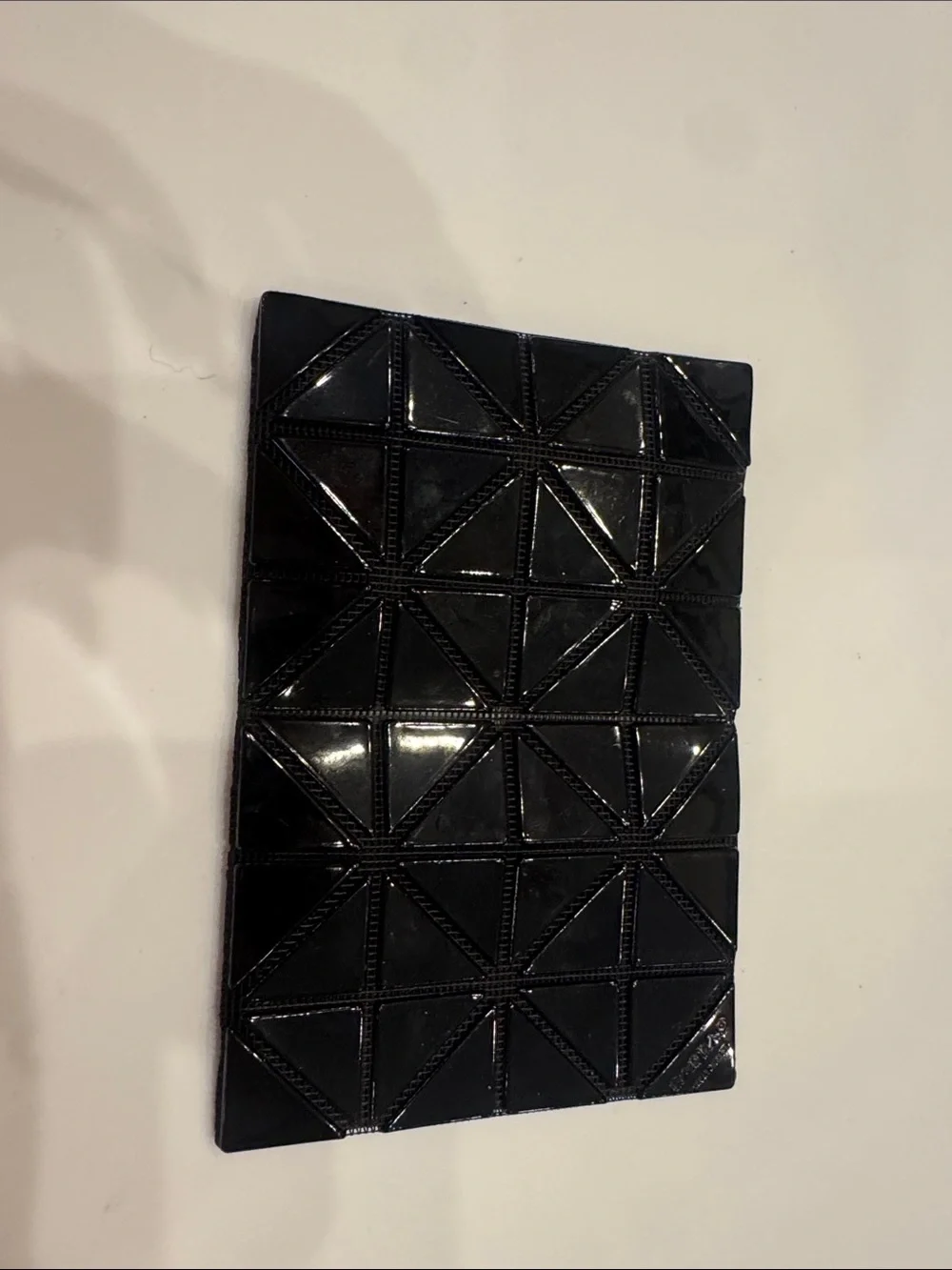 Issey Miyake Black Geometric Patent Wallet